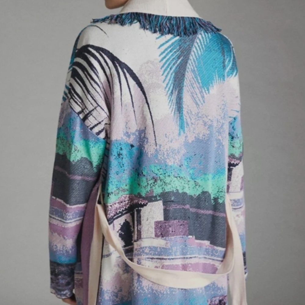 NEW NWT Anthropologie Aldomartins Moira Fringed Cardigan in Sunset Size Small